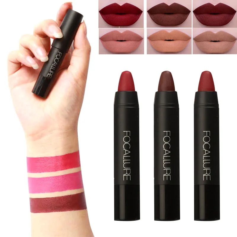 

FOCALLURE 3Pcs/Set Nude Matte Velvet Lipsticks Lip gloss Waterproof Long-lasting Pencil Lipstick Kit Gift For Women Lady
