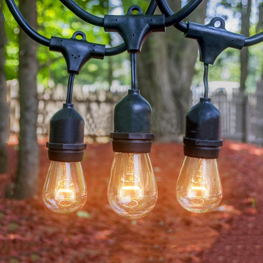 

Thrisdar 9M S14 Globe LED String Lights with 10PCS E27 Filament Bulb Outdoor Garden Patio Commercial Grade Street String Lights