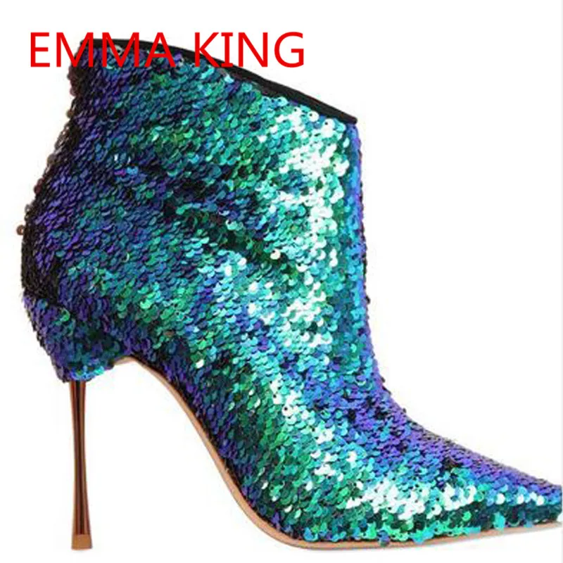Femmes Piste Martin Dames Bottes Sequin Hauts In Picture New Bout Pointu Automne Bootie Hiver Cheville Stiletto Talons Chaussures Shown Bling Glitter As Sexy nw6CaxxYFq