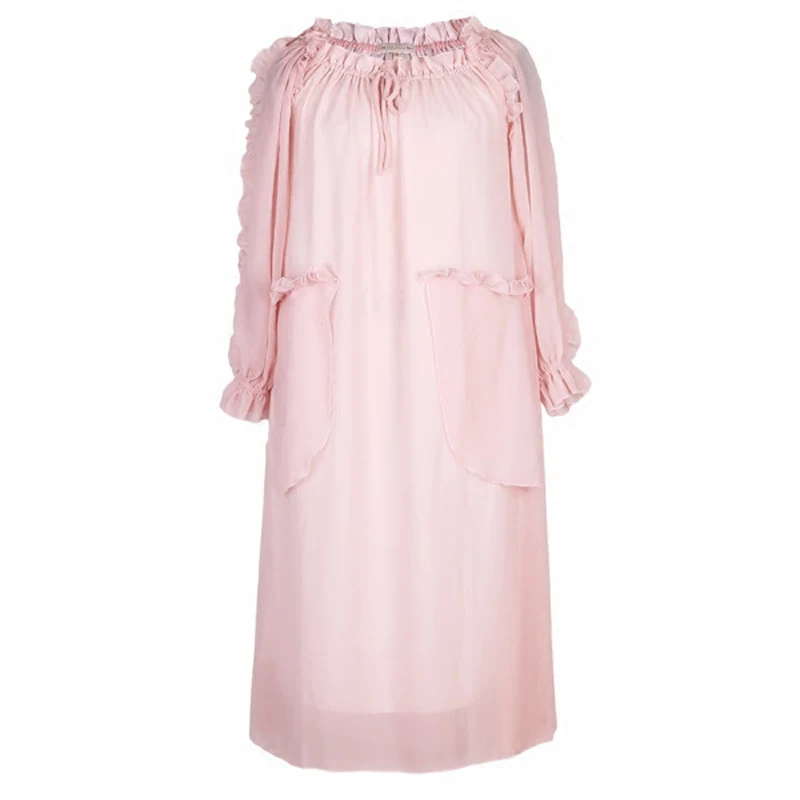 Женские красивые ночные рубашки, милые розовые ночные рубашки с длинным рукавом, женские домашние платья, винтажные ночные рубашки с оборками и открытыми плечами