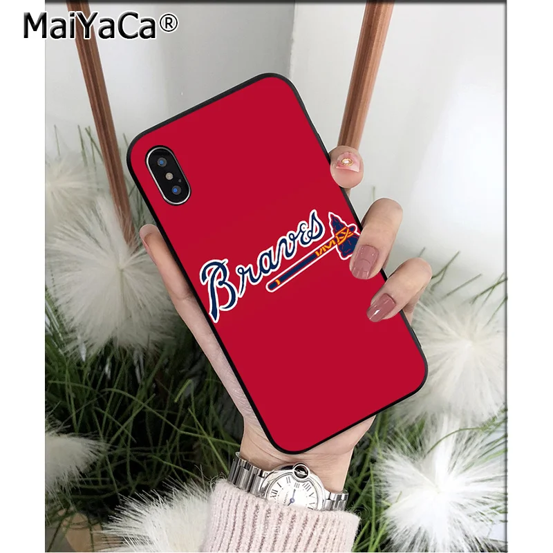 MaiYaCa подвеска Atlanta Braves черный мягкий чехол из ТПУ для телефона iPhone 6S 6plus 7 7plus 8 8Plus X Xs MAX 5 5S XR