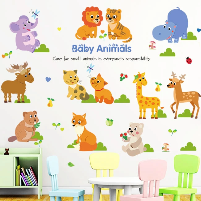DIY animal wall stickers for kid room vinyl wall decals poster sticker wallpaper for baby room