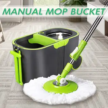 

360 Degree Spin Mop Rotating and Bucket Set Wheels and 4 Microfiber Mop Heads Smart Cleaning Floors Windows Home Kitchen