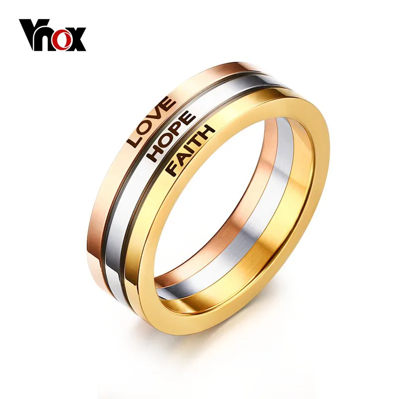 Vnox Three Tone Mix Color font b Rings b font for font b Women b font