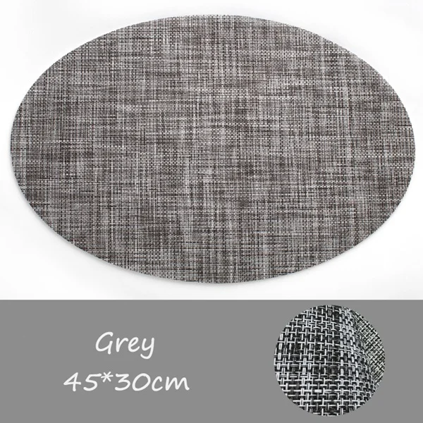 4 шт., японский стиль, овальные подстилки, коврик для стола, водонепроницаемая скатерть, подстаканники, салфетки, теплоизоляционный коврик для стола 45x30 см - Цвет: Grey