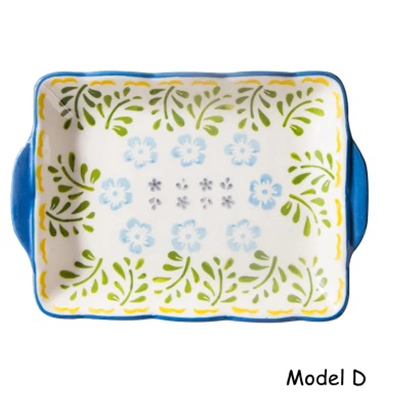 Прямоугольная тарелка, керамическая тарелка, красочный поднос для запеченного риса, поднос для сыра, блюдо для печи небольшого размера, креативная форма для выпечки, контейнер 1 шт - Цвет: Model D