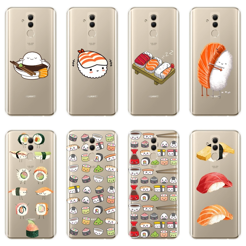 Японский Забавный чехол для телефона Sushi Food Kawaii Huawei Mate 7 8 9 10 20 Lite силиконовый