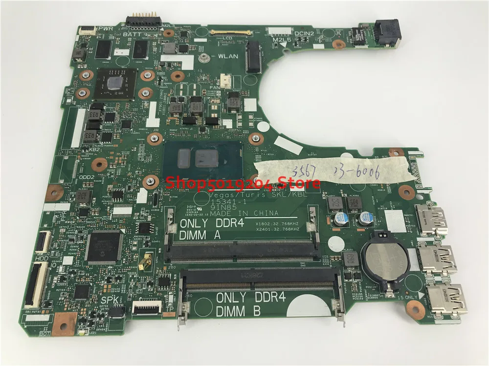 Ideal  FOR DELL Inspiron 15 3567 3467 Laptop motherboard With SR2UW I3-6006U cpu 15341-1 91N85 mainboard C