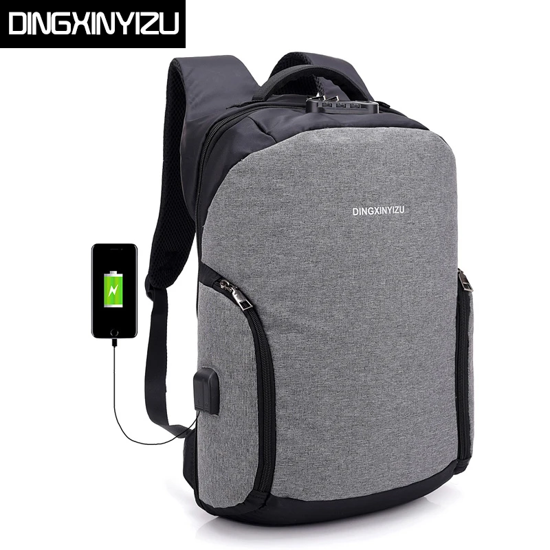 

DINGXINYIZU 2018 New USB Design Men 15 inch Laptop Backpacks Anti-theft Travel Stundet School Bags Rucksack Male Daypack Mochila