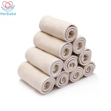 Herbabe 5pcs Reusable Hemp Diaper Inserts for Newborn Infant Washable Pocket Cloth Diapers Nappy Changing Liners Accept Dropship