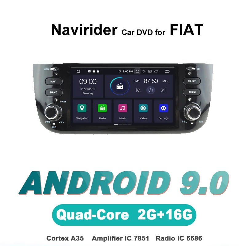 Excellent ELANMEY advanced gps navigation For Fiat Grande Punto Linea 2012 2013 car accessories android 9.0 CAR DVD radio stereo bluetooth 0