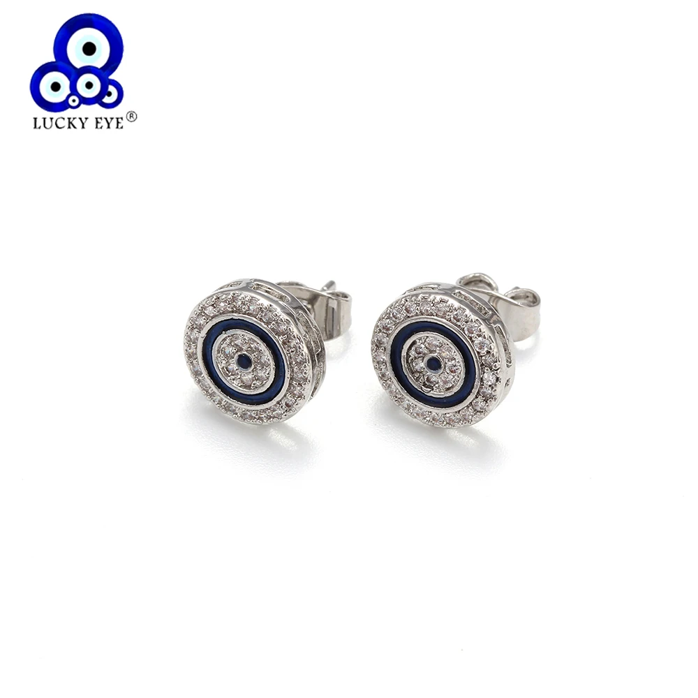 

Lucky Eye Copper Earring Evil Eye Silver Crystal CZ Earring For Women Men Jewelry Gifts Party 1 pair EY5549