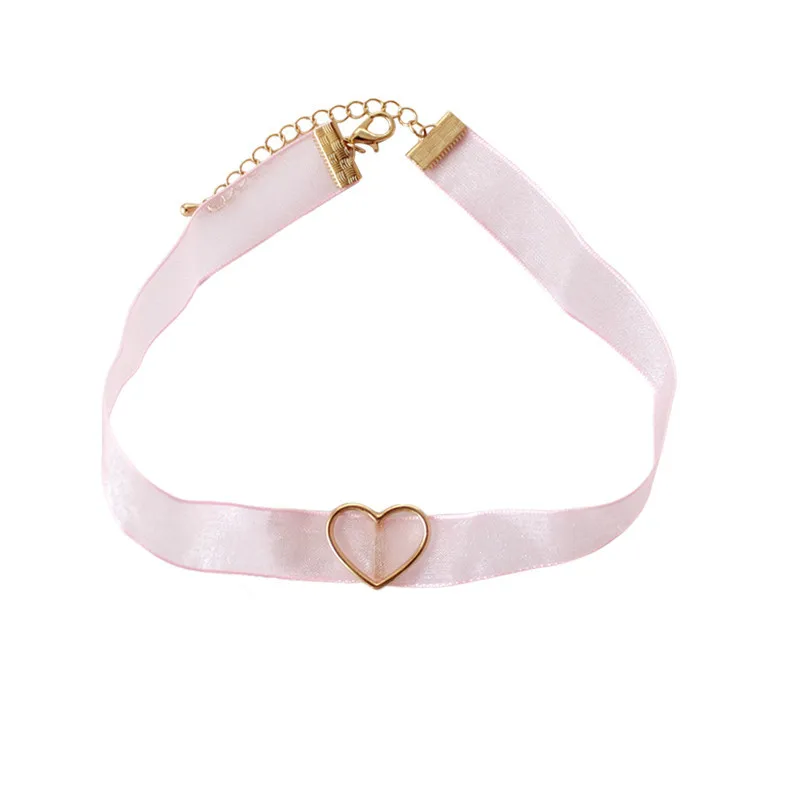 

2019 Japanese Style Girl Heart Yellow Love Pink Black Lace Neck straps