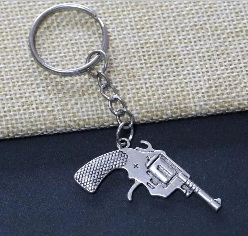 10pcs Pendant Key Ring Pistols Guns Charms silver Alloy Pendants Key