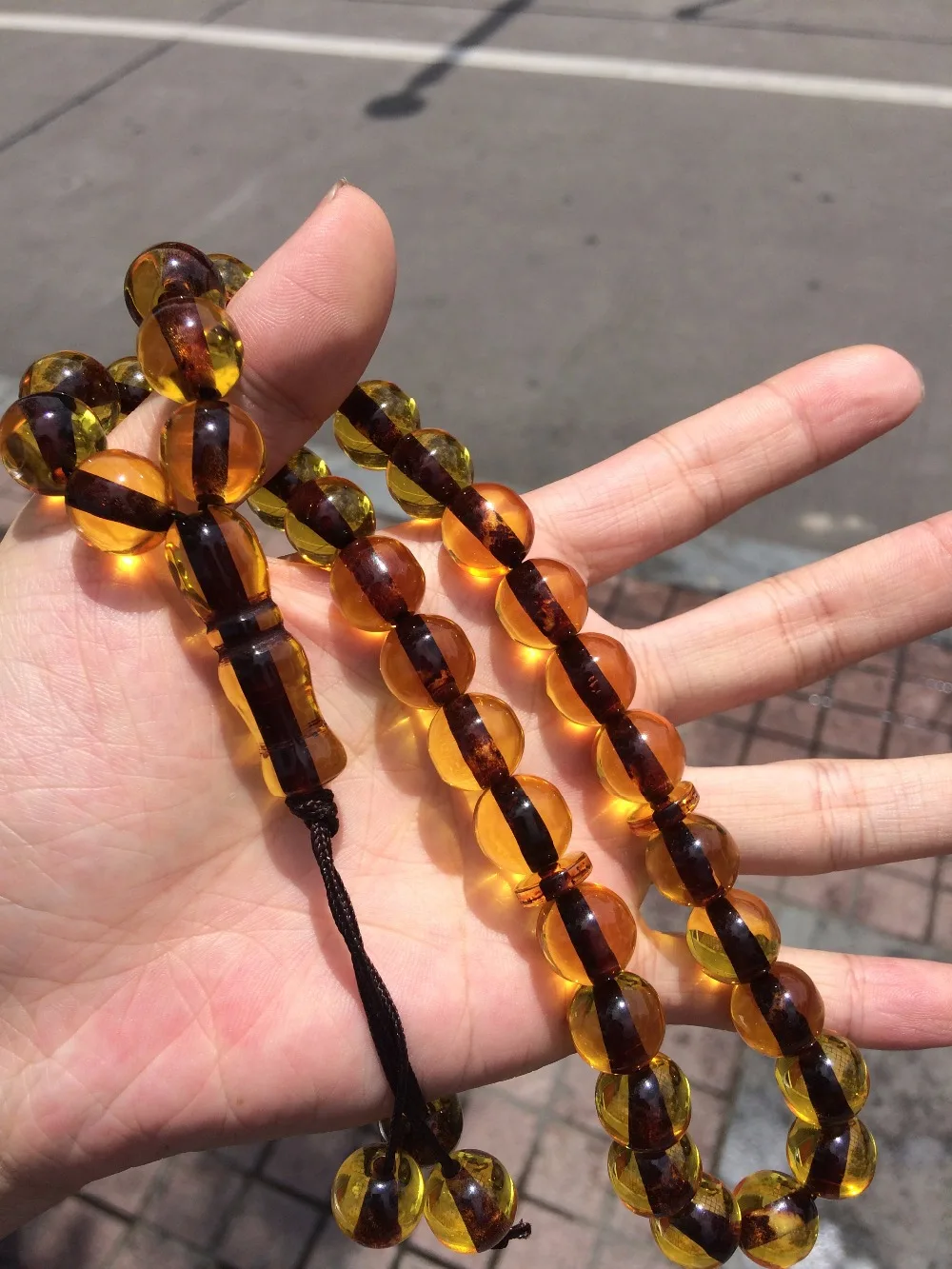 Imitation Amber Color Necklace Islamic 33 Prayer Beads Rosary Tasbih