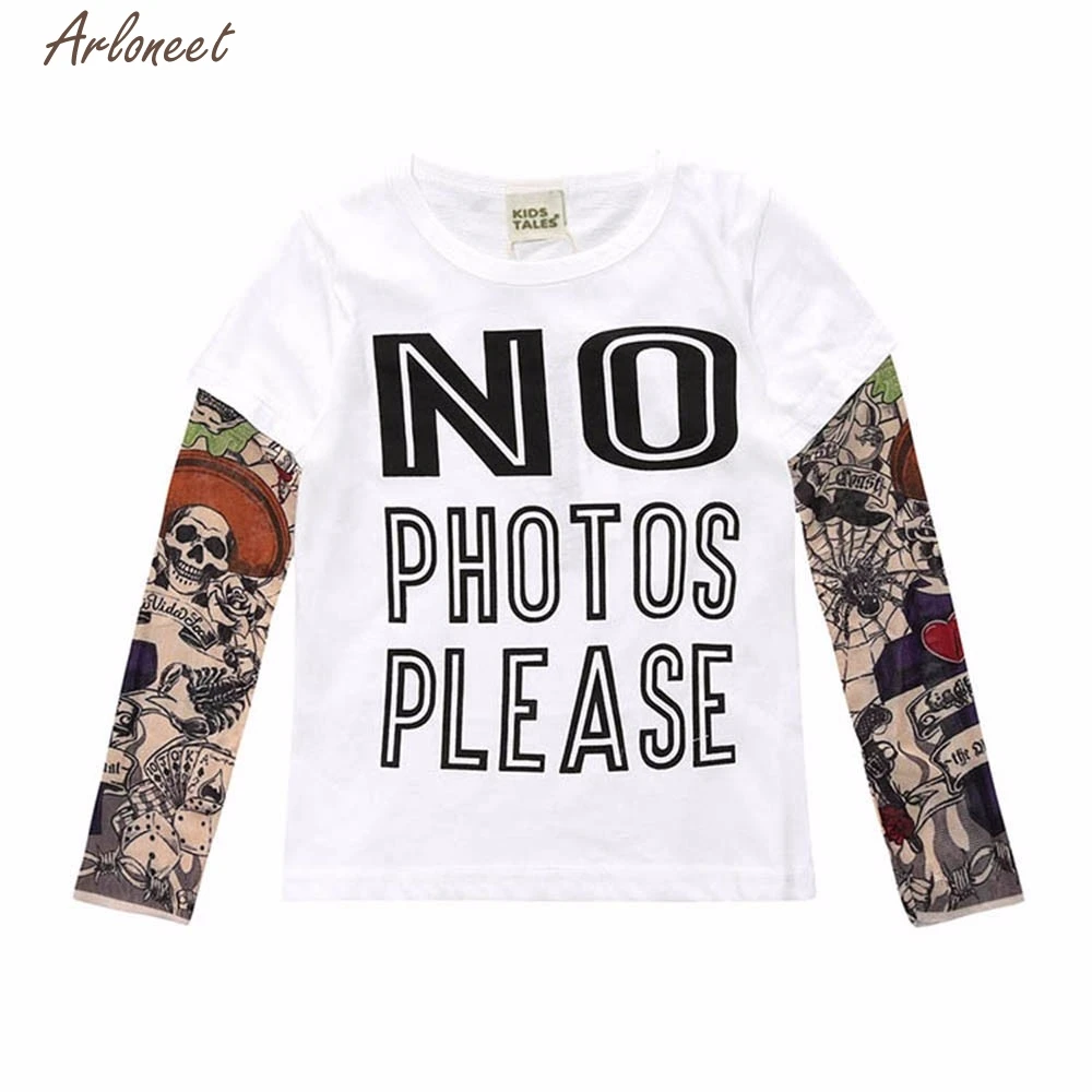 TELOTUNY Baby Clothes Child Infant Tattoo Letter Printing Patchwork