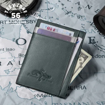 

New Brand High Quality Genuine Leather Slim Men Card Holder Fashion Blue White Cow Leather Thin Credit Card Bag Small Wallet J40