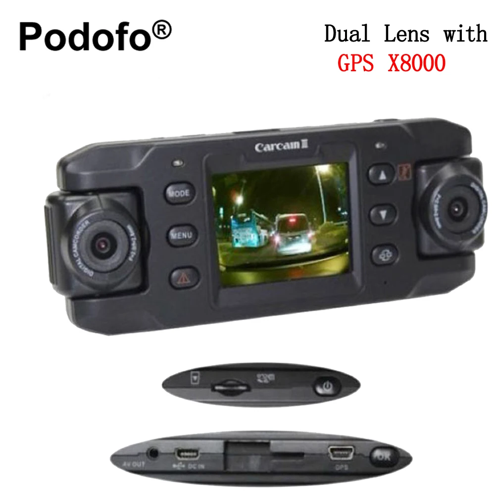Podofo Dual Lens Dash Cam Auto DVRs Car DVR with GPS X8000 font b Camera b
