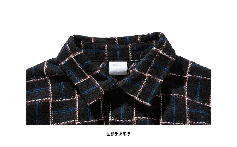 SODA WATER Men Casual Plaid Shirts Harajuku Autumn Letter Print Long Sleeve Shirt For Men Retro Loose Front Pocket Shirts 92107W