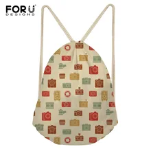 FORUDESIGNS/Повседневное Для мужчин маленький рюкзак Симпатичные Камера печатает дорожная Для мужчин, сумка со шнурком сумки для Дети Мальчики Школа сумки на плечо Bolsa