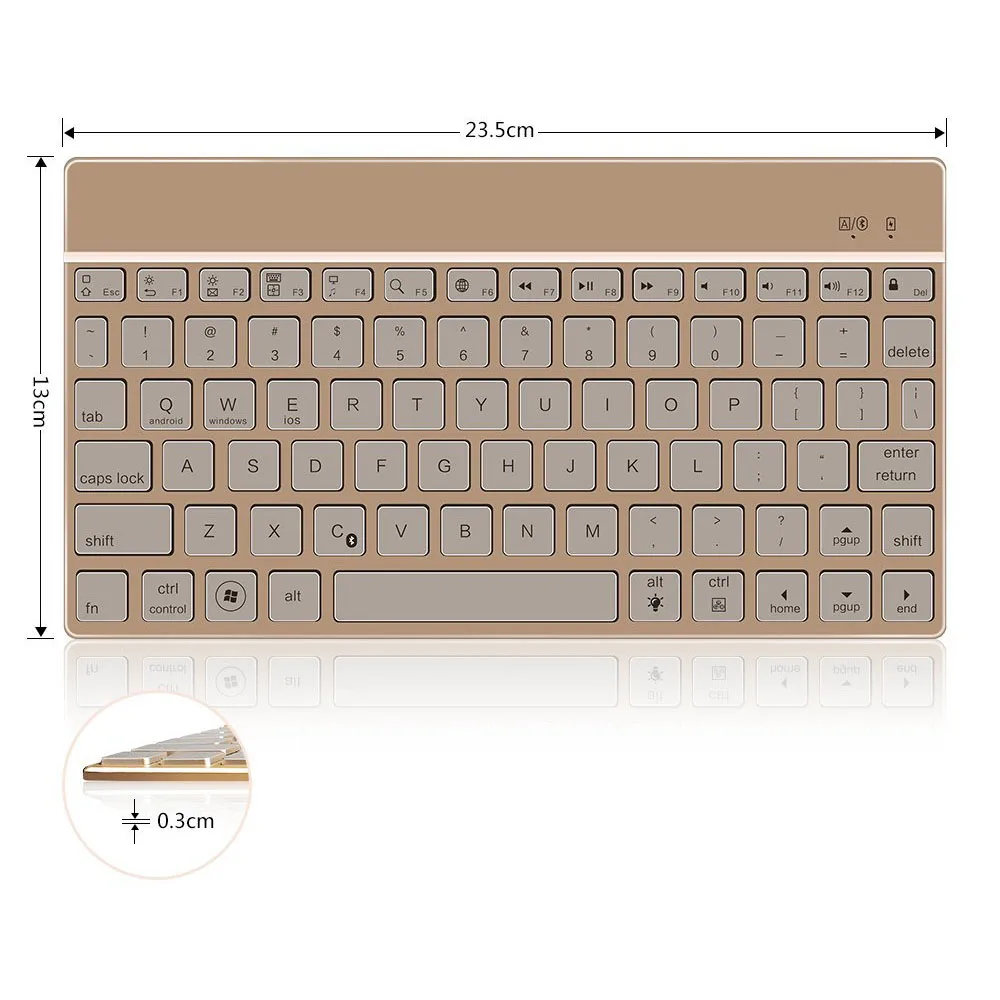 

Unversal Luxury Ultra thin Aluminium Bluetooth Keyboard with 7 color Backlit For Huawei M2 (FDR-A01W) youth version / T2 10 PRO