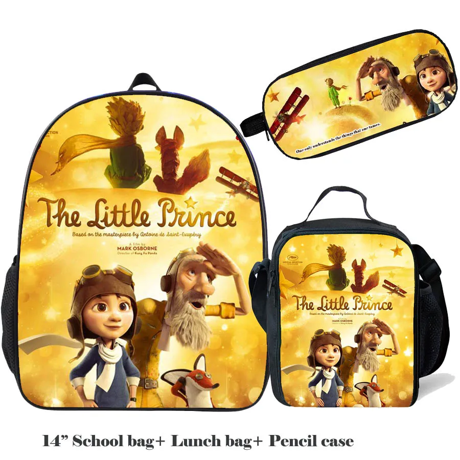 Школьная Детская сумка-рюкзак «Маленький принц», ортопедические школьные сумки для мальчиков и девочек, сумка для книг на плечо, новинка года, комплект с героями мультфильмов, поставщик - Цвет: B 3 sets (5)