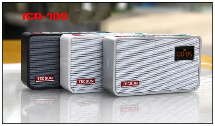 Tecsun ICR-100 ICR100 аудио рекордер плеер регистратор эфира мини радио FM радио TF карта памяти SD, динамик портативное радио