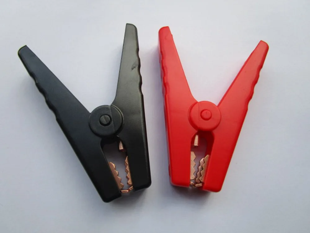 

1 pair (2 pcs) Battery Clip Insulated Clamp 95mm 10A Red and Black ML