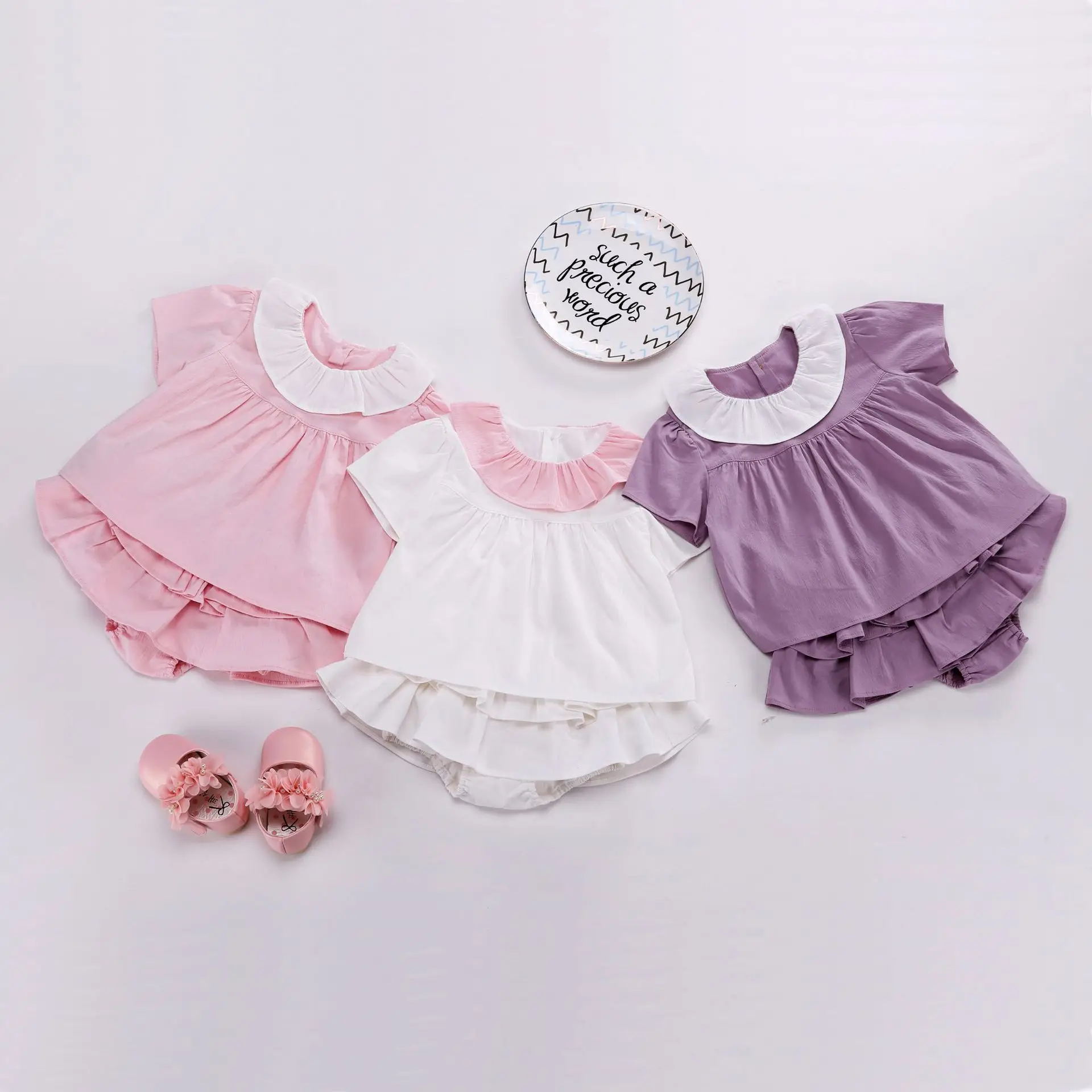 Baby Girls Newborn Blouse Clothes New Cute Ruffles Blouses + PP Skirt Short Pants Infant 2pcs