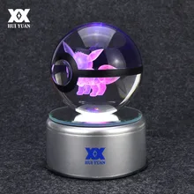 Eevee 3D лампа с хрустальным шаром Покемон го настольная украшение стеклянный шар ночник светодиодный красочный поворот база Хуэй Юань бренд