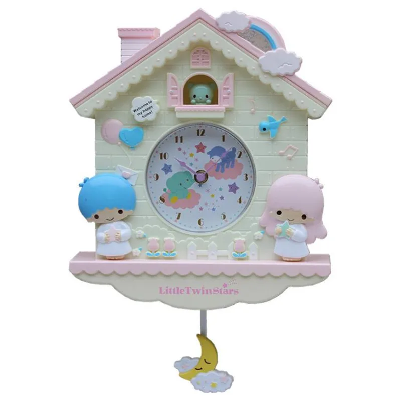 Детские спальня прекрасный мультфильм творческие маятниковые часы комнаты часы с маятником кварцевые настенные часы дом принцессы часы