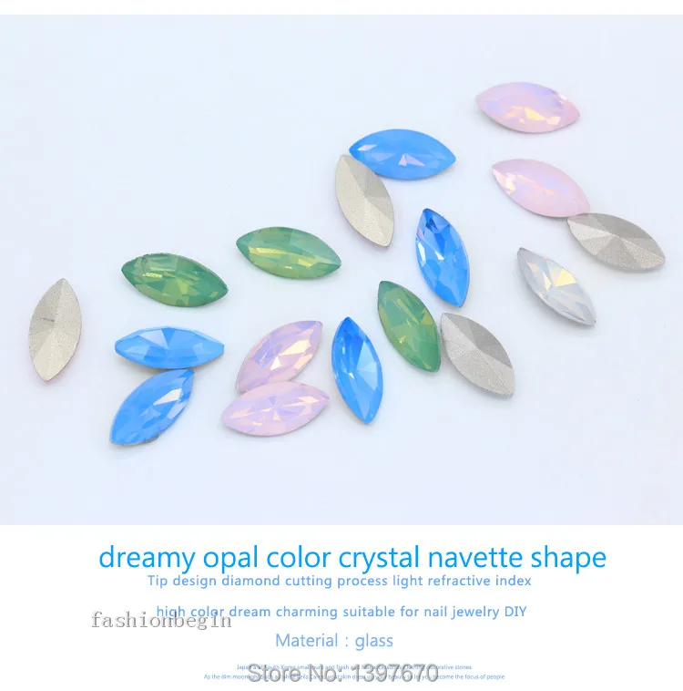 All-size Navette/Horse eye opal Faceted Glass fancy stone point back crystal Diamantes Rhinestones Nail Art jewelry making beads