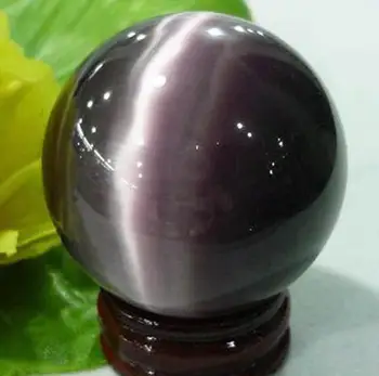

SCY 6680178+++Quartz Purple Cat Eye Crystal Healing Ball Sphere 50mm Stand
