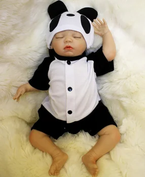 

45cm bebes doll reborn handmade real looking baby doll closed eyes panda clothes girls boys kids brithday gift brinquedos