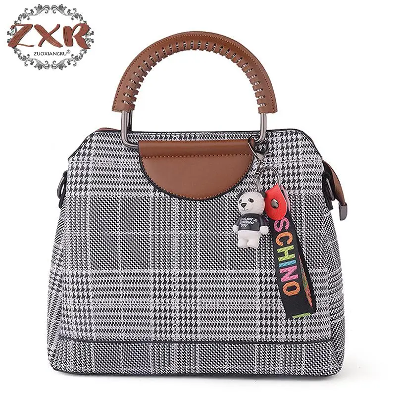

Houndstooth Pattern Bags For Women Bag Fashion Handbag Small Handbags Tcartoon Panda Letter Pendant Decoration Women Handbags