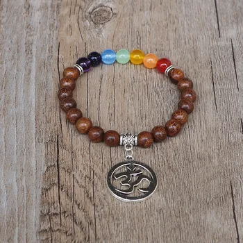 Bracelet 7 Chakras du Bonheur Perles De Bois Mala