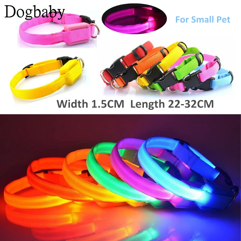 

N09 High quality XS size 1.5cm Pet Dog cat LED Collar Night Safety Glow Flashing Collar Necklace for Puppy Dog Cats Yorkshire