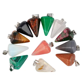 

TUMBEELLUWA 1Lot (12Pc) Healing Stone Pendants Charms Crystal Chakra Beads for DIY Jewelry Making,Assorted Color