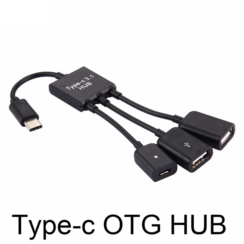 Многофункциональность 3 In1 Micro USB Кабель-адаптер 3 Порты и разъёмы USB-c Тип-c 3,1 "папа" в USB 2,0 OTG Кабельный адаптер-переходник