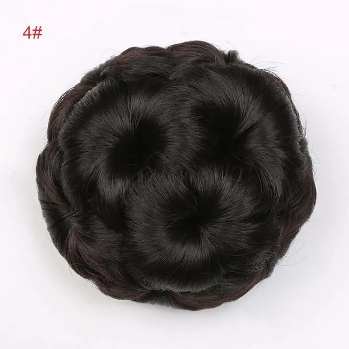 Натуральный кудрявый шиньон зажим в пластиковой расческой эластичный Свадебный пучок волос высокотемпературные волоконные накладные волосы