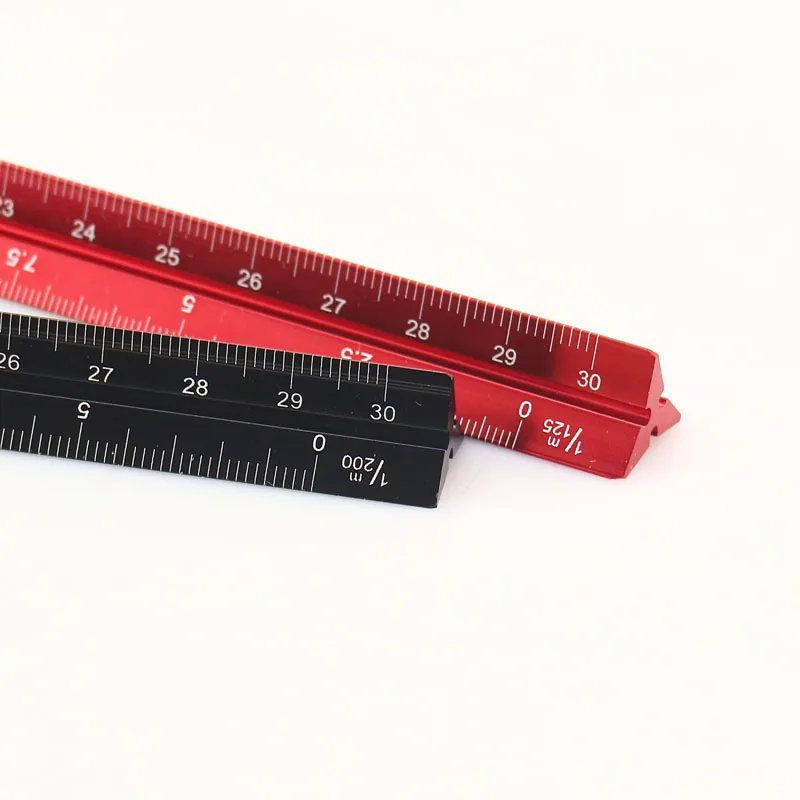 TUTU high quality colorful 30cm aluminum triangular scale ruler aluminum 1:20 - 1:600 alloy metal scale regua desenho H0046