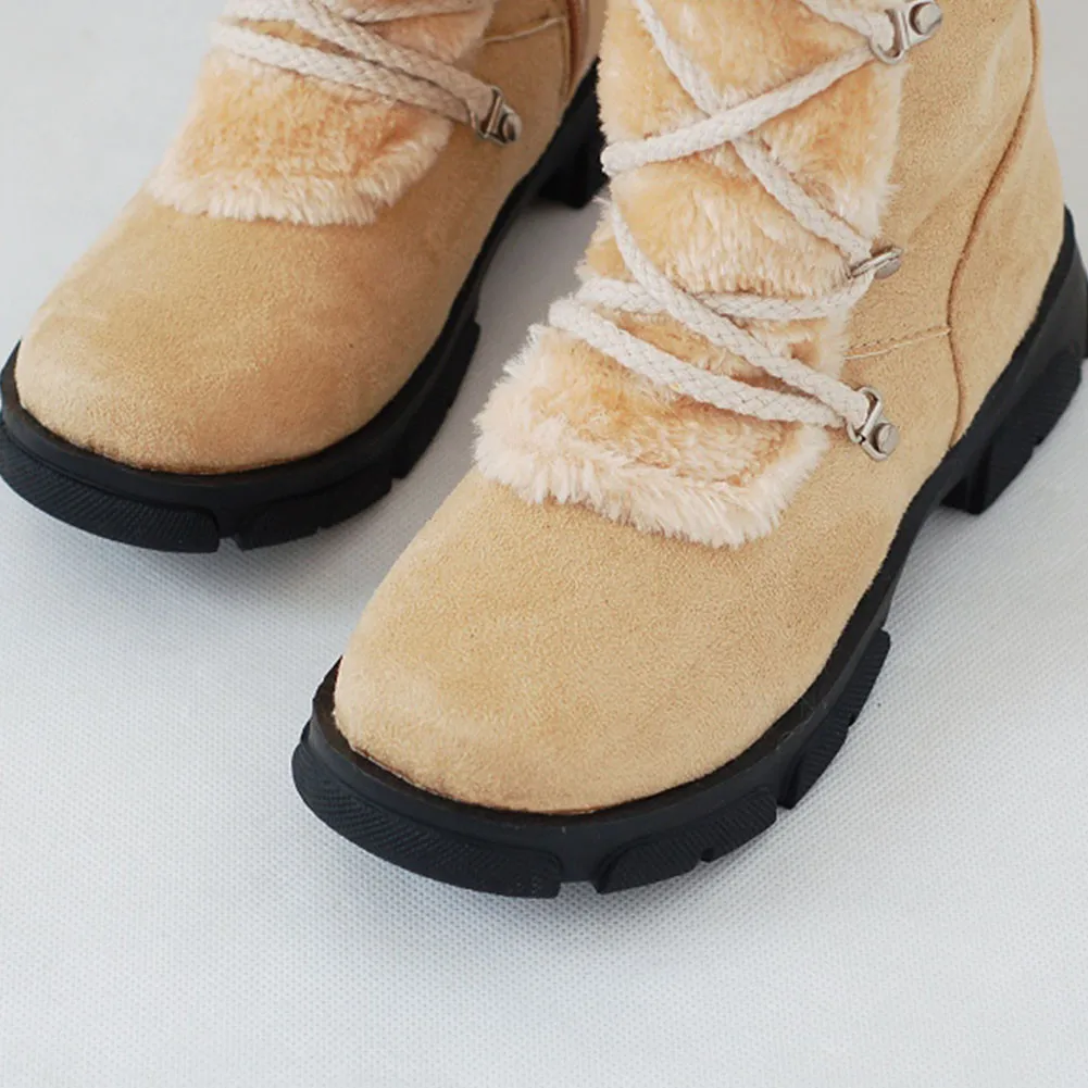 KARINLUNA/женские ботинки на меху Дамская зимняя обувь женские повседневные сапоги до колена на молнии теплые зимние сапоги черные, большие размеры 35-46