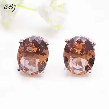 

CSJ Created Diaspore Zultanite Stud Earrings 925 Sterling Silver Fine Jewelry Women Lady Wedding Engagment Party Gift