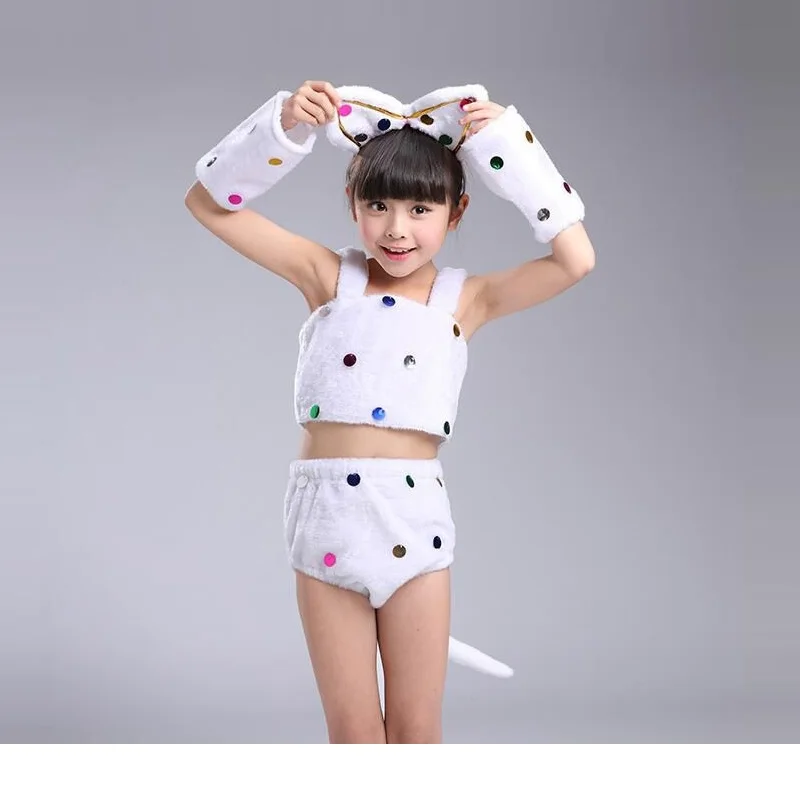 Детский костюм для девочек с изображением белого кота карнавальный ...