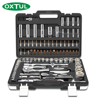 Best OXTUL 94PCS Professional Mechanical Auto Car Repair Tools Set Socket Wrenches Ratchet Screwdriver Household CR-V Steel Hand Tool