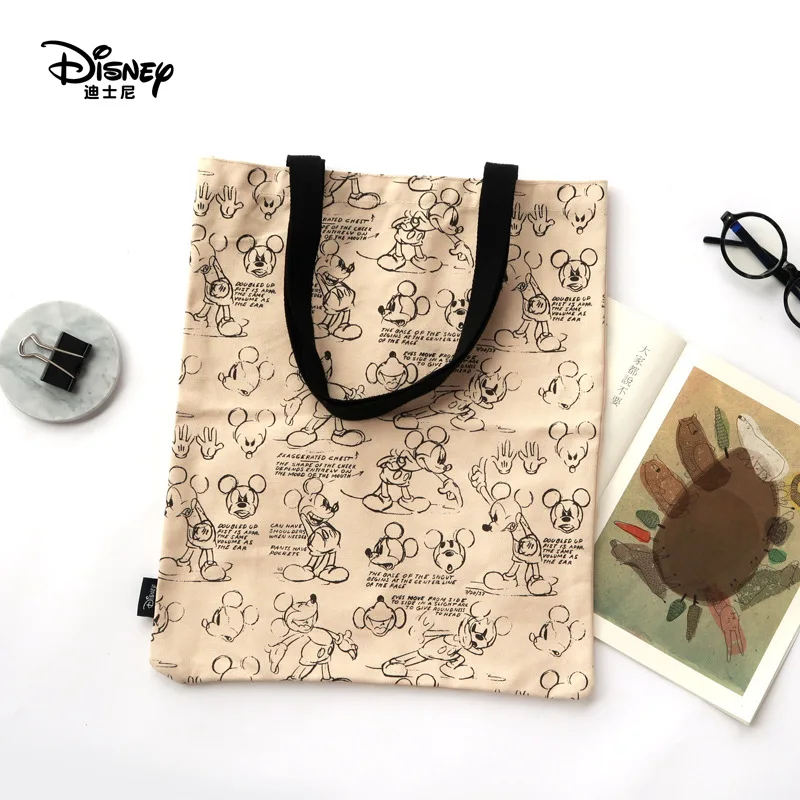 Натуральная классическая ретро сумка Disney Mickey простая холщовая женская модная