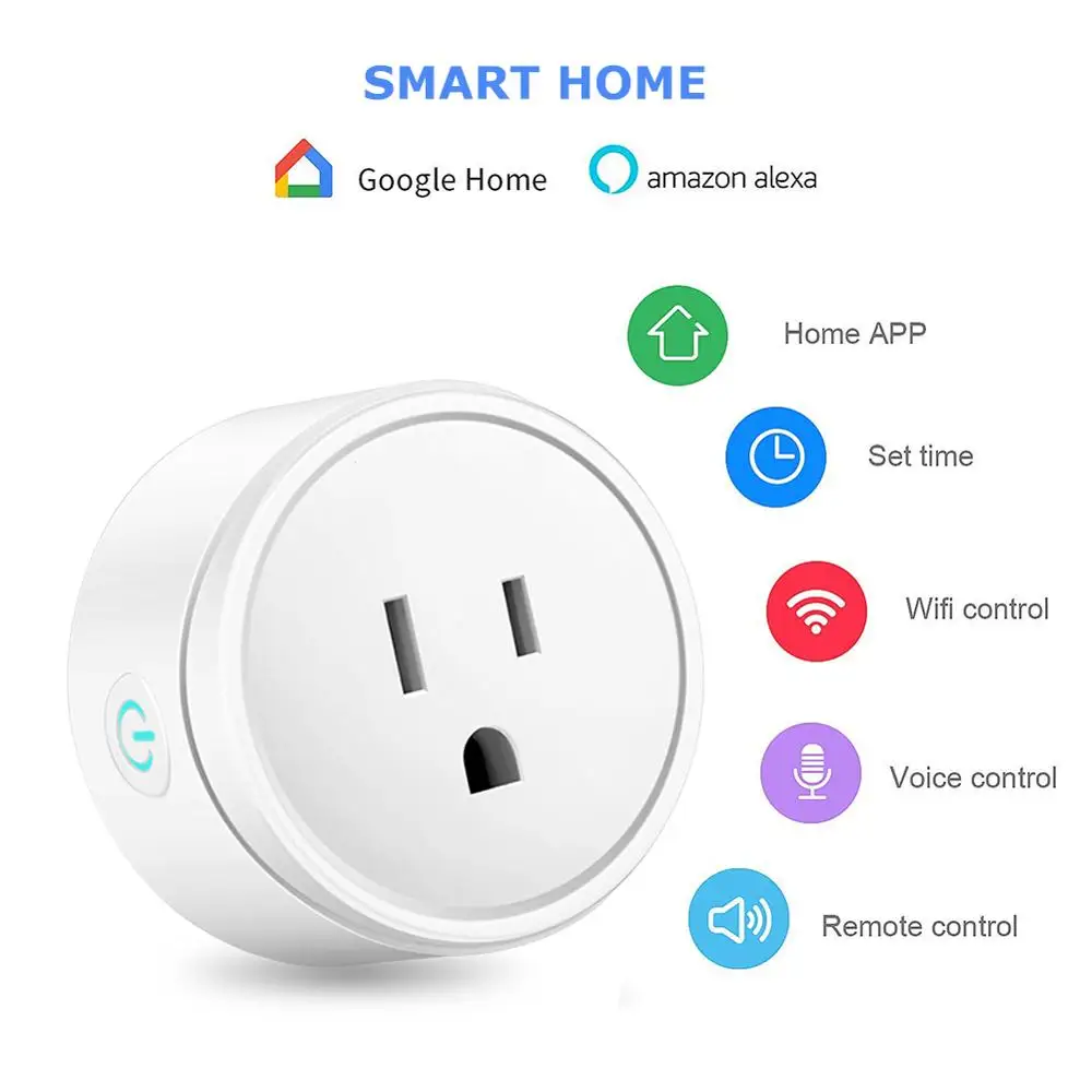 

Tonbux Mini US UK Wifi Smart Plug Surge Protector Voice Control Outlet Smart Socket Work For Google Home Alexa Tuya APP