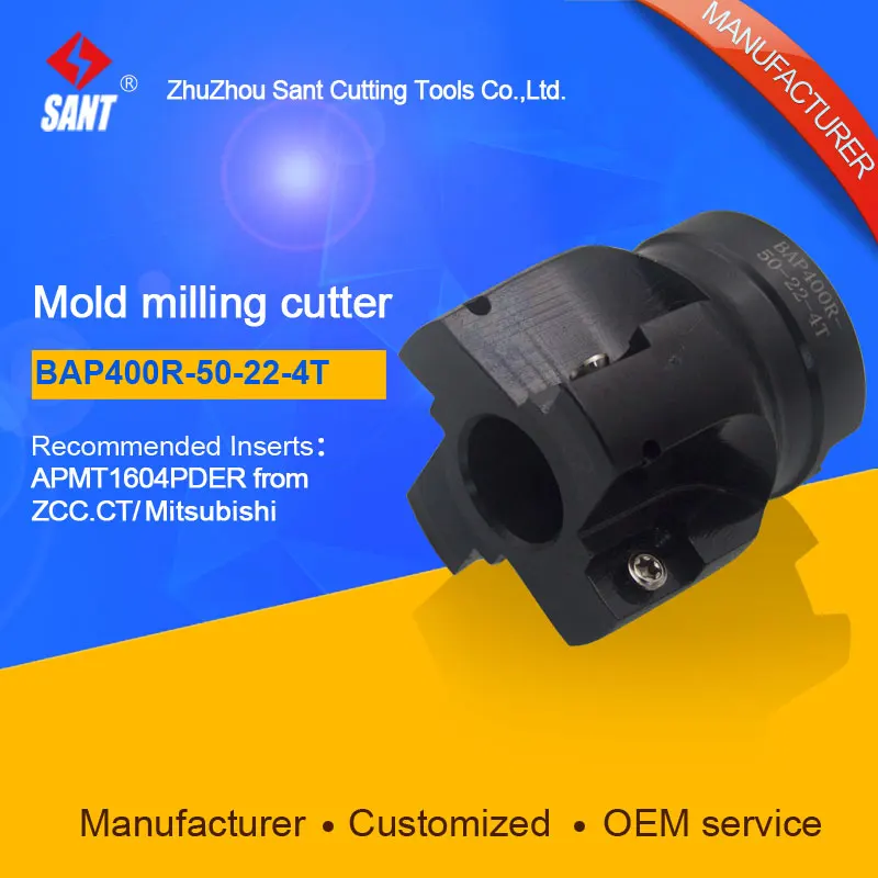 SANT Indexable Milling cutter mold milling tools BAP400R 50 22 4T match with cnc carbide inserts