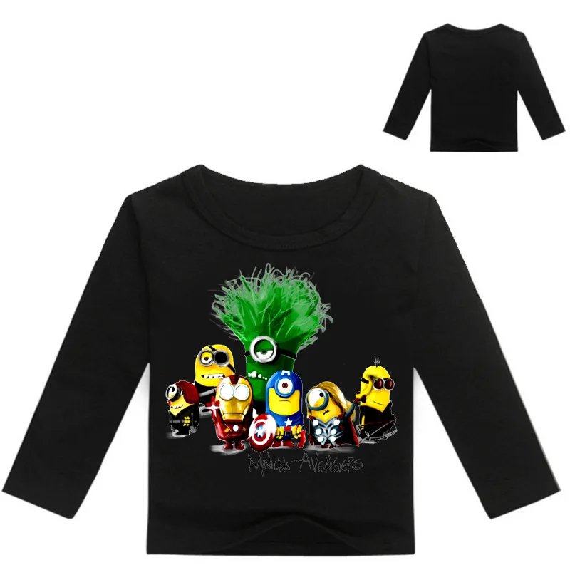 Детские свитшоты; футболки с длинными рукавами для маленьких мальчиков; детская одежда с капюшоном и рисунком миньонов для девочек; Верхняя одежда; повседневные хлопковые топы; 2-14 - Цвет: style 19