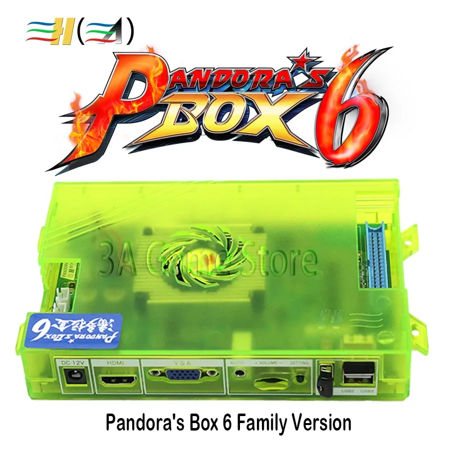 New Pandora Box 6 1300 in 1 family version Motherboard can add 3000 games support FBA MAME PS1 game For Pandora's Box console